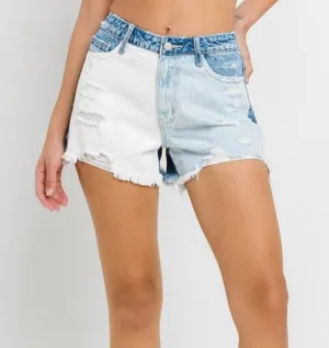 The Tanya Shorts: Color Block Denim Shorts