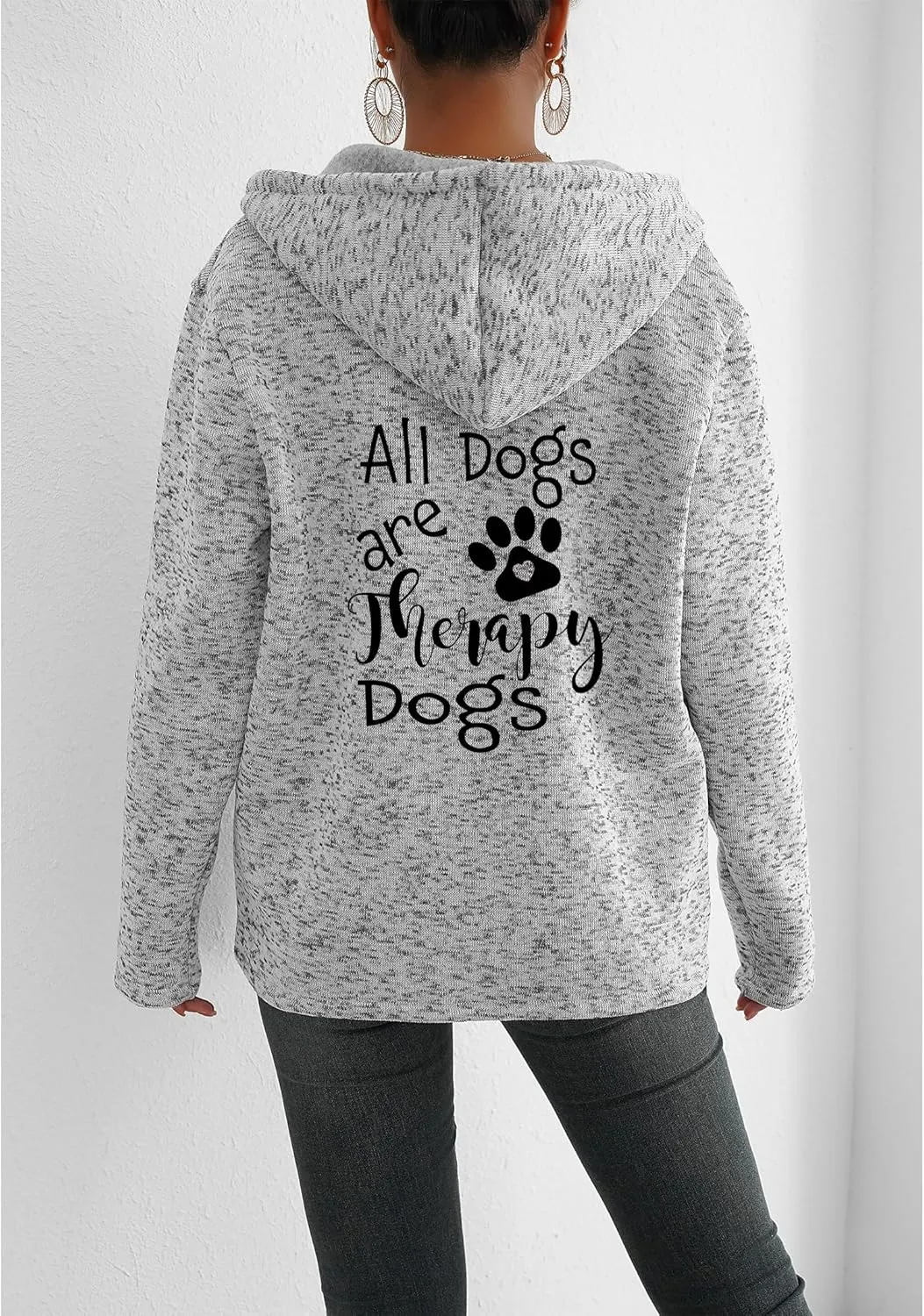 TIAFORD Women's Dog Mom Zip Up Hoodies Oversized Hooded Sweatshirts Fleece Lined Jackets Cute Outfits with Pockets