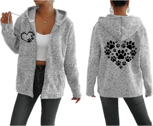 TIAFORD Women's Dog Mom Zip Up Hoodies Oversized Hooded Sweatshirts Fleece Lined Jackets Cute Outfits with Pockets