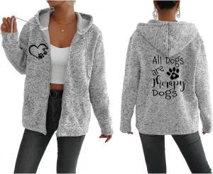 TIAFORD Women's Dog Mom Zip Up Hoodies Oversized Hooded Sweatshirts Fleece Lined Jackets Cute Outfits with Pockets