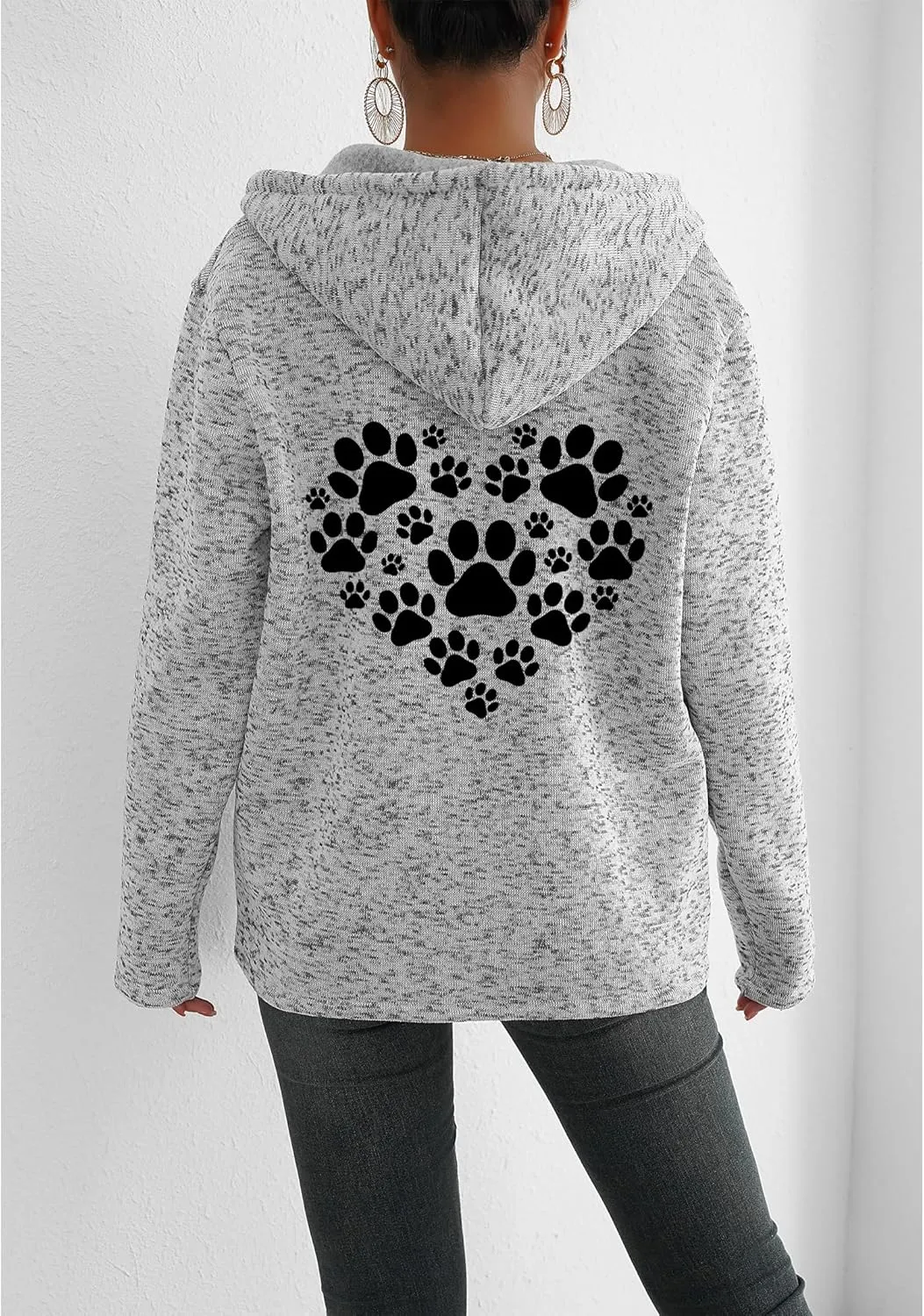 TIAFORD Women's Dog Mom Zip Up Hoodies Oversized Hooded Sweatshirts Fleece Lined Jackets Cute Outfits with Pockets
