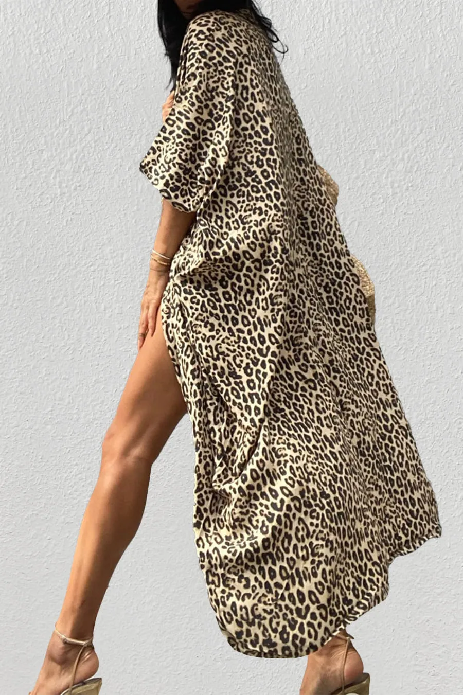 Tie Dye Cape Beach Black Cardigan Kimono