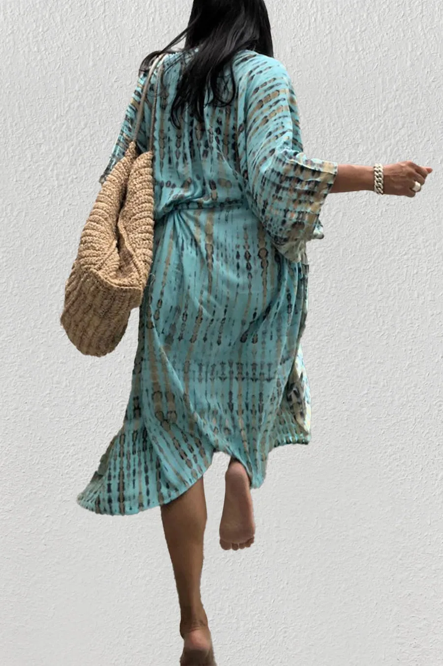 Tie Dye Cape Beach Black Cardigan Kimono
