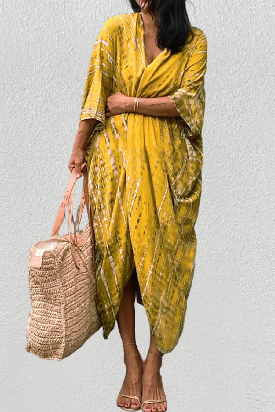 Tie Dye Cape Beach Black Cardigan Kimono