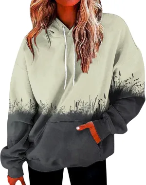 Tie Dye Oversized Hoodie for Women Long Sleeve Loose Fit Pullover Sweatshirts Drawstring Casual Hooded Fall Clothes