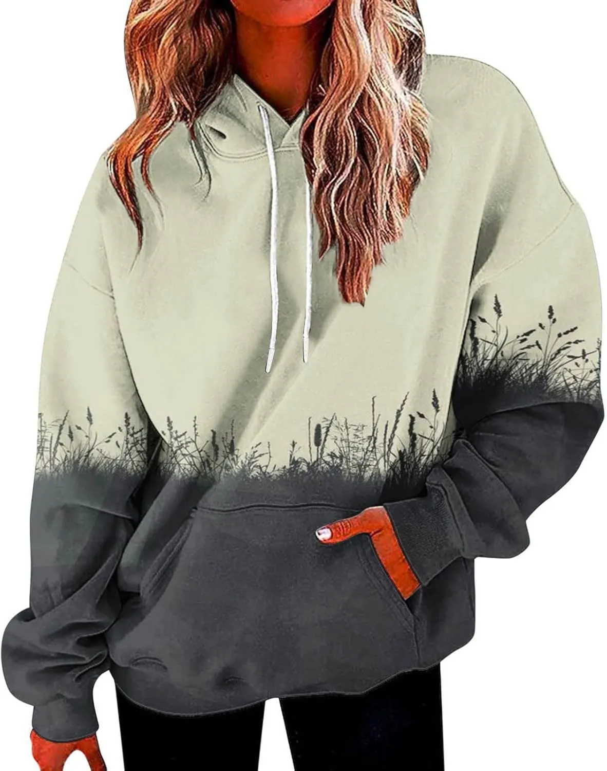 Tie Dye Oversized Hoodie for Women Long Sleeve Loose Fit Pullover Sweatshirts Drawstring Casual Hooded Fall Clothes
