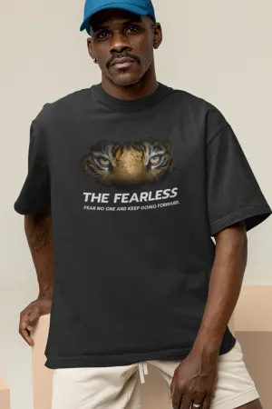 Tiger No Fear Black Printed Oversized T-shirt for Men