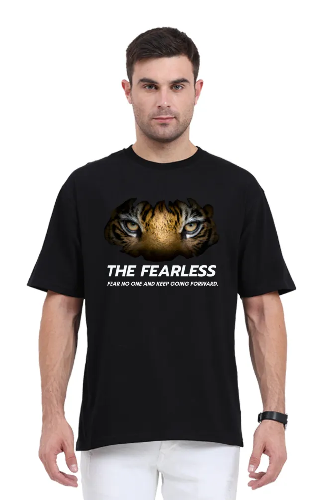 Tiger No Fear Black Printed Oversized T-shirt for Men