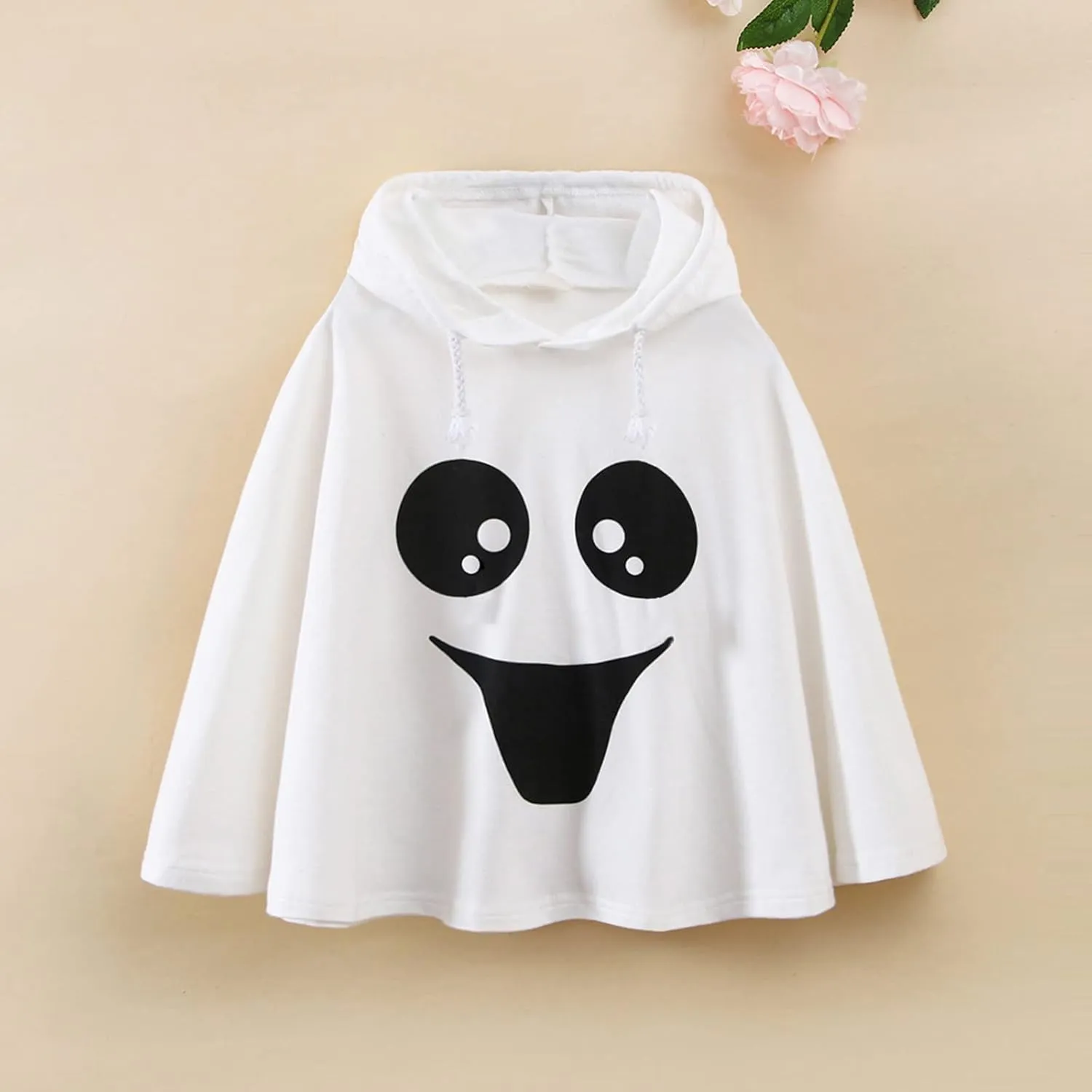 Toddler Baby Boys Girls Halloween Ghost Costume White Ghost Face Cloak Cape Halloween Cosplay Party Robe Outfit