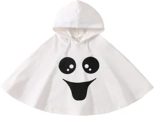 Toddler Baby Boys Girls Halloween Ghost Costume White Ghost Face Cloak Cape Halloween Cosplay Party Robe Outfit