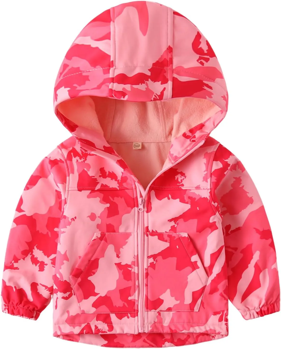 Toddler Boys Girls Fleece Lined Jacket Zip Up Hoodie, Camouflage Outerwear Windbreaker Spring Fall Jackets for Kids