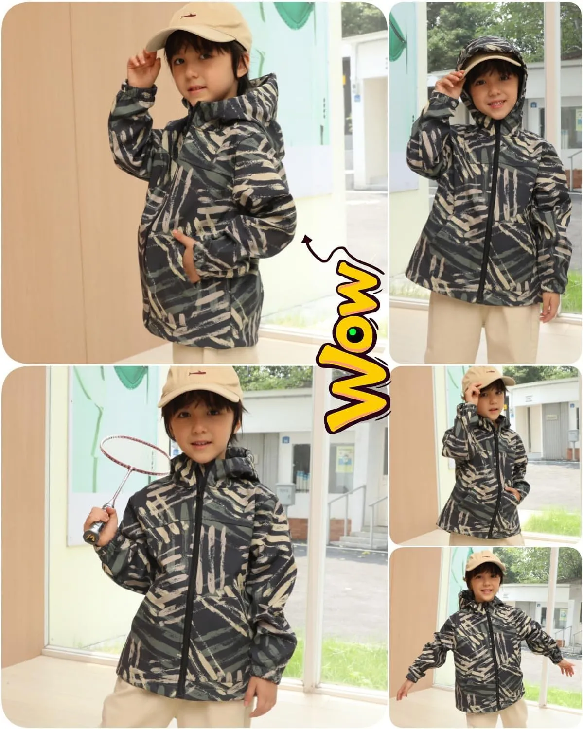 Toddler Boys Girls Fleece Lined Jacket Zip Up Hoodie, Camouflage Outerwear Windbreaker Spring Fall Jackets for Kids