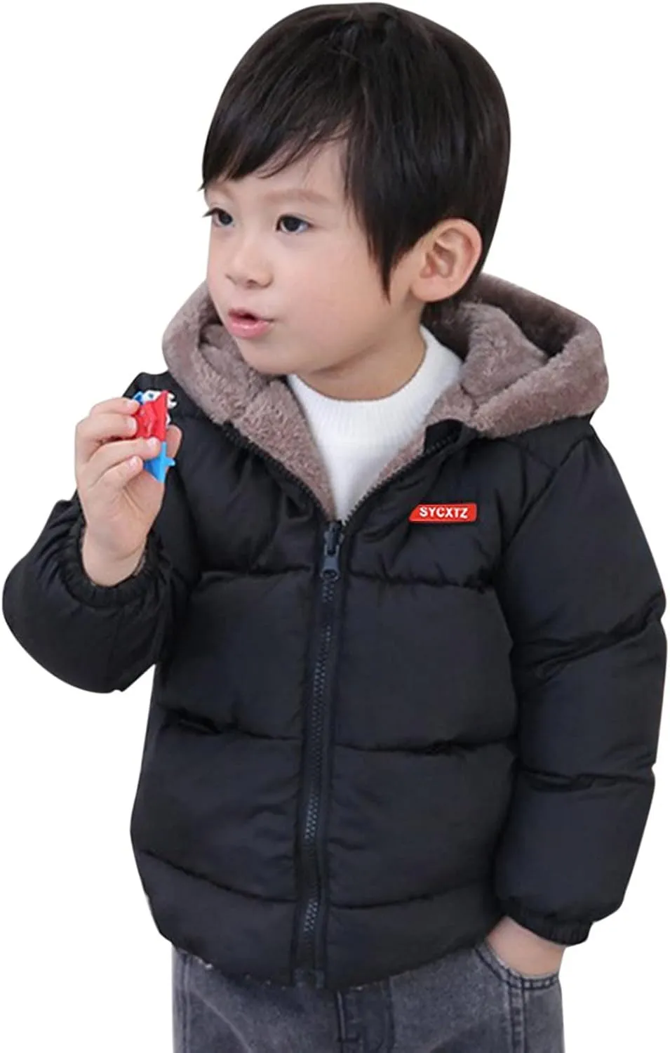 Toddler Boys Girls Winter Coat Bear Ears Hooded Jacket Two 1-5Years Old Kids Fleece Thicken Hoodie Outerwear