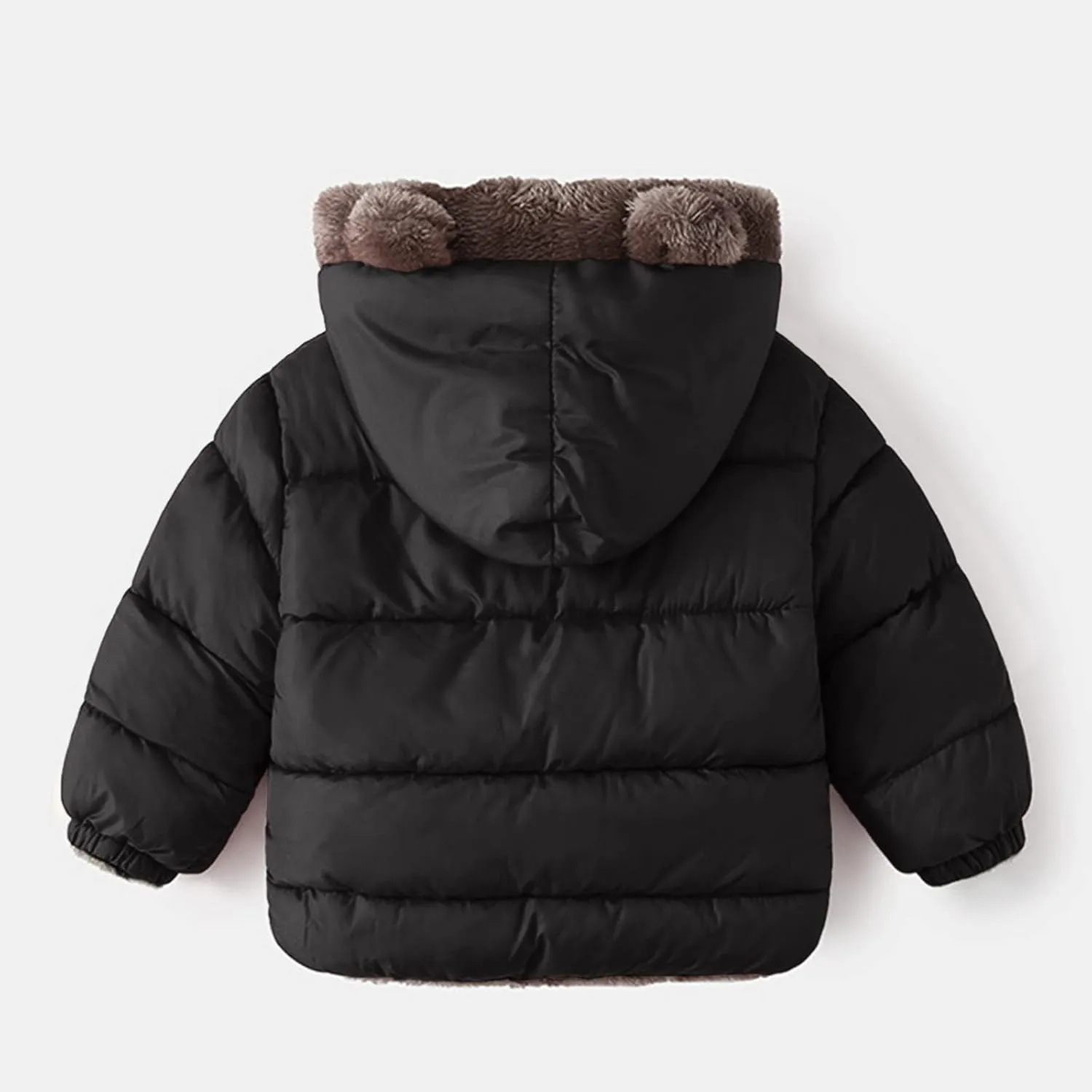 Toddler Boys Girls Winter Coat Bear Ears Hooded Jacket Two 1-5Years Old Kids Fleece Thicken Hoodie Outerwear