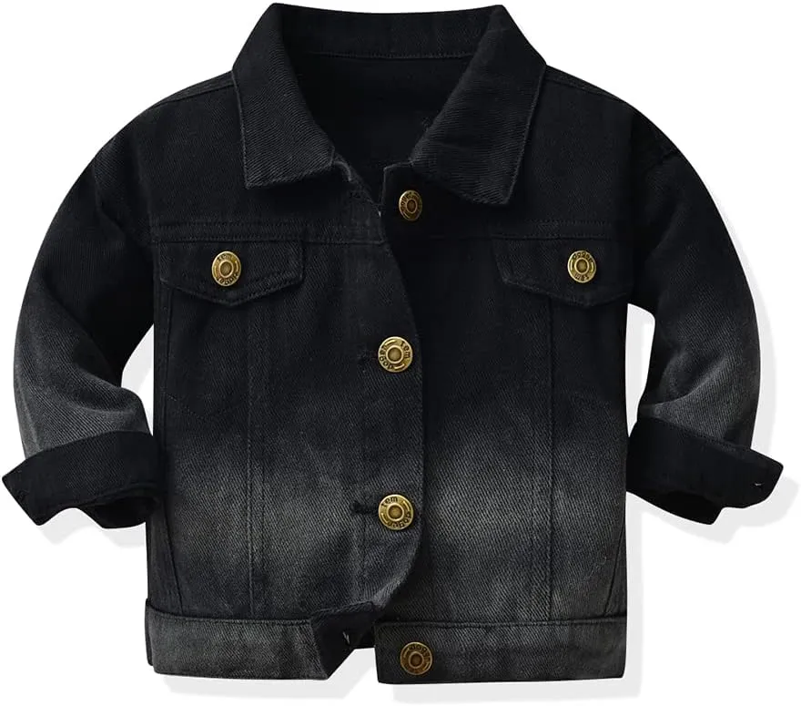 Toddler Kid Baby Boys Girls Denim Jacket Coats Long Sleeve Button Down Casual Overcoat Outerwear