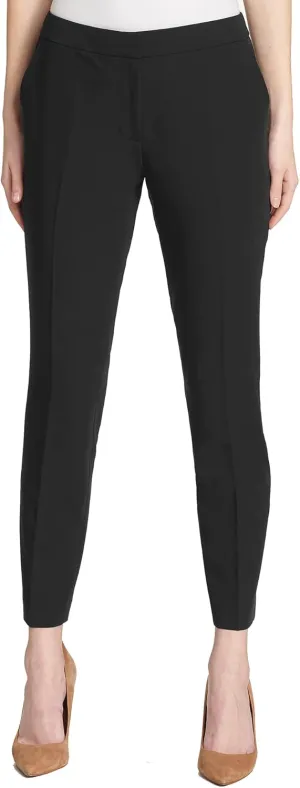 Tommy Hilfiger Women's Dress Pants  Straight-Legged Trousers for Women with Elastic Waist, Deep Black, 6