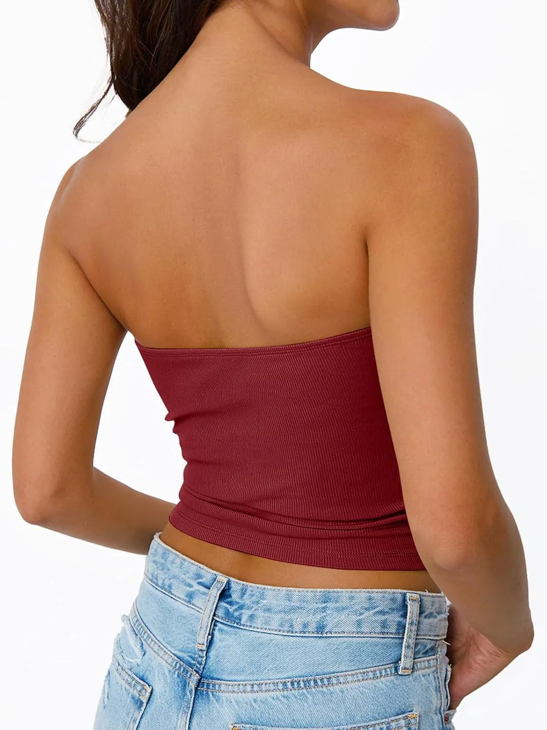 Trendy Queen Tube Tops for Women 2025 Summer Going Out Crop Ribbed Tank Bandeau Sexy Fashion Y2k Spring Sleeveless Bra