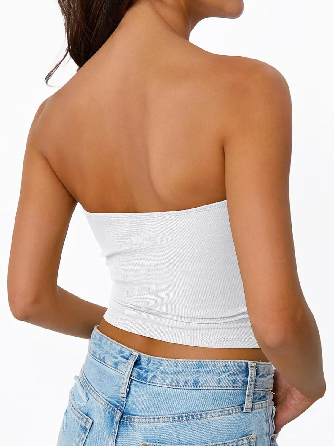 Trendy Queen Tube Tops for Women 2025 Summer Going Out Crop Ribbed Tank Bandeau Sexy Fashion Y2k Spring Sleeveless Bra