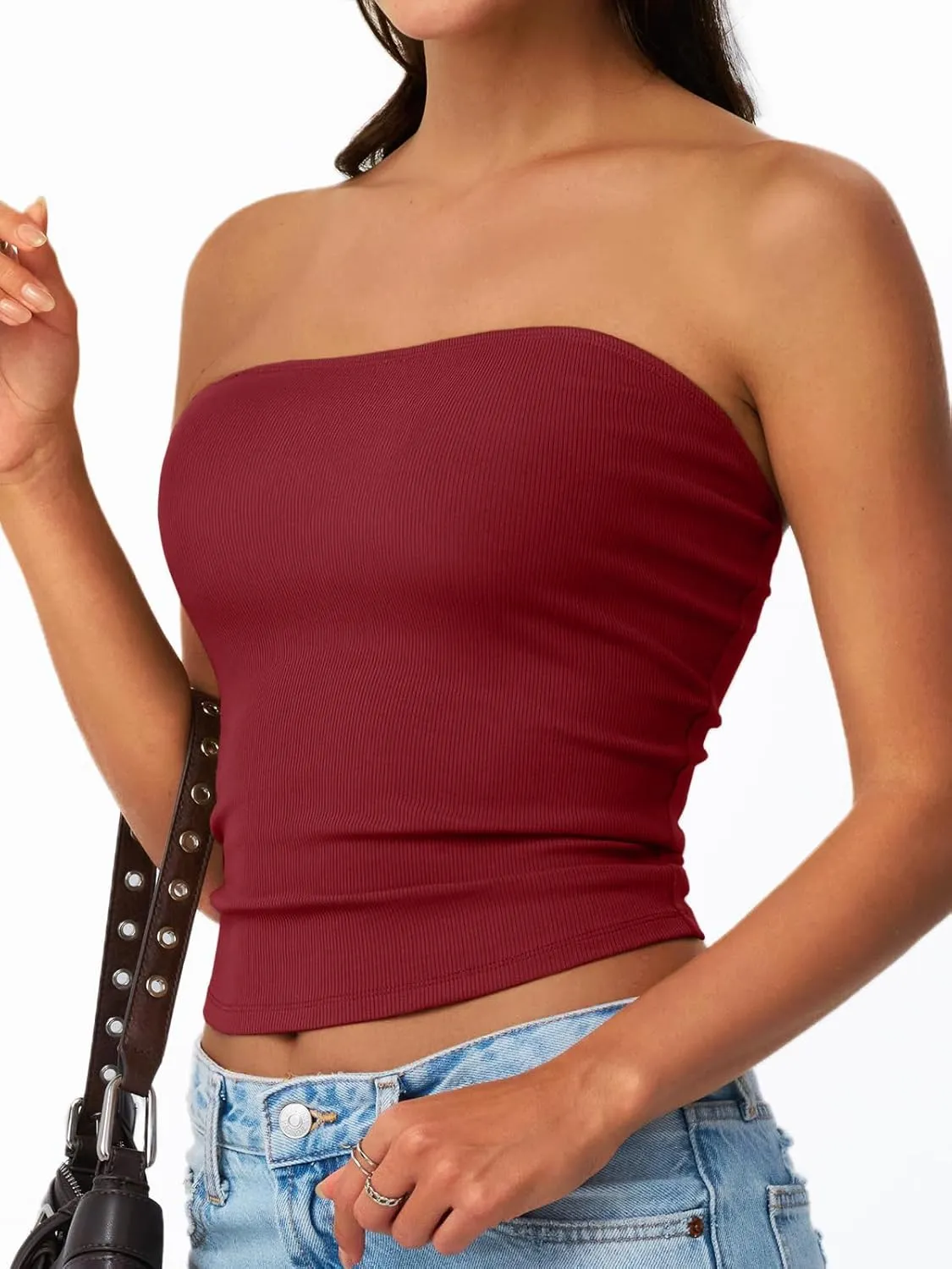 Trendy Queen Tube Tops for Women 2025 Summer Going Out Crop Ribbed Tank Bandeau Sexy Fashion Y2k Spring Sleeveless Bra