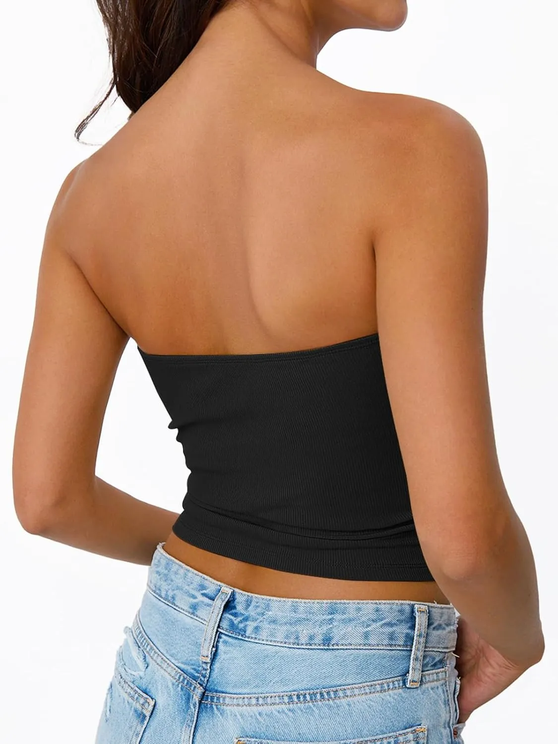 Trendy Queen Tube Tops for Women 2025 Summer Going Out Crop Ribbed Tank Bandeau Sexy Fashion Y2k Spring Sleeveless Bra