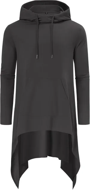 TURETRENDY Men's Hooded Cloak Casual Long Pullover Hoodie Cape Hip Hop Sweatshirt with Pocket