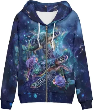 Uourmeti Zip Up Hoodie Graphic Y2k Hooded Sweatshirt Jacket for Women XS-5XL