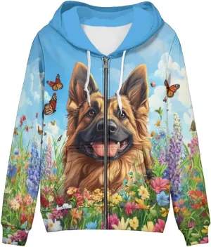 Uourmeti Zip Up Hoodie Graphic Y2k Hooded Sweatshirt Jacket for Women XS-5XL
