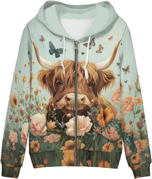 Uourmeti Zip Up Hoodie Graphic Y2k Hooded Sweatshirt Jacket for Women XS-5XL
