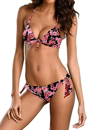 Upopby Triangle Sling Bikini Set Push Up Two-piece Swimsuit