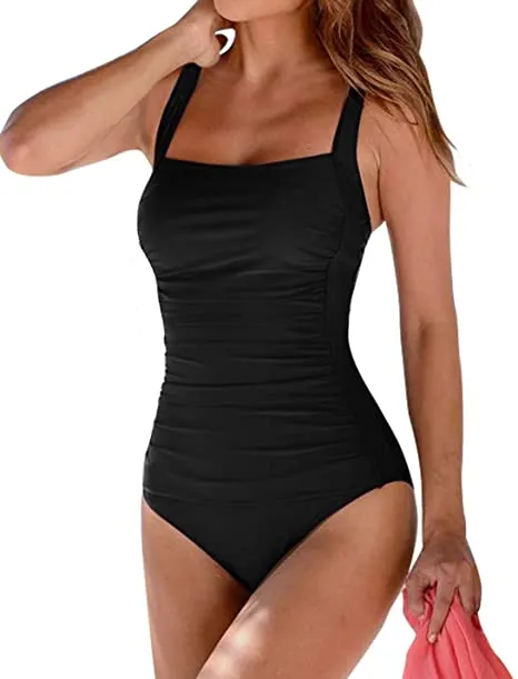 Upopby Woman's Square Neck Backless One-Piece Swimsuits