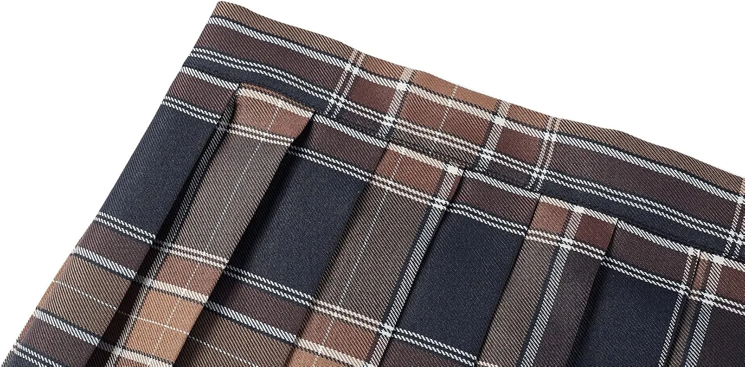 Urban CoCo Womens Uniforms Plaid Pleated Mini Skirt