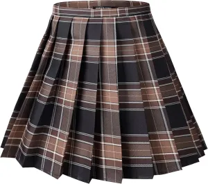 Urban CoCo Womens Uniforms Plaid Pleated Mini Skirt