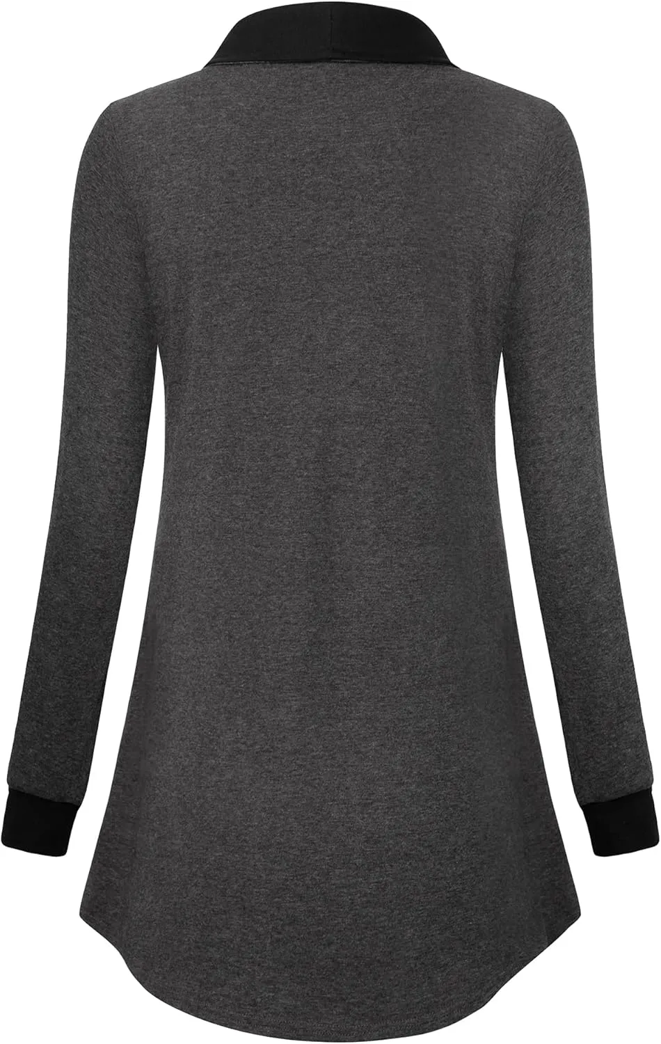VALOLIA Women's Casual Swing Sweatshirt Long Sleeve Zipper Lapel Fashion Pullover Tunic