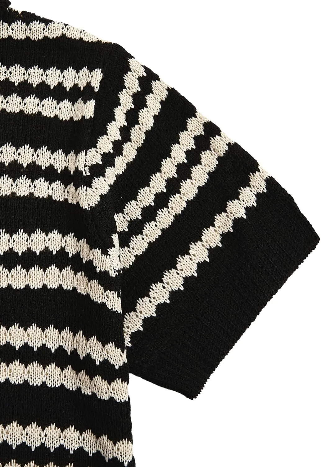 Verdusa Men's Colorblock Stripe Short Sleeve Collared Sweater Button Up Knit Tops