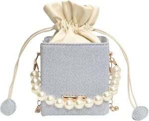 Versatile Bucket Bag for Women Shoulder Bags with Detachable Chain Strap Evening Purse Top Handle Bag Handbag