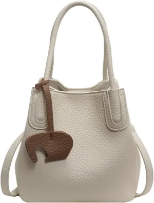 Versatile PU Leather Bucket Bag for Women  Small Crossbody Purse with Top Handle, Lightweight Shoulder Bag for Daily Use