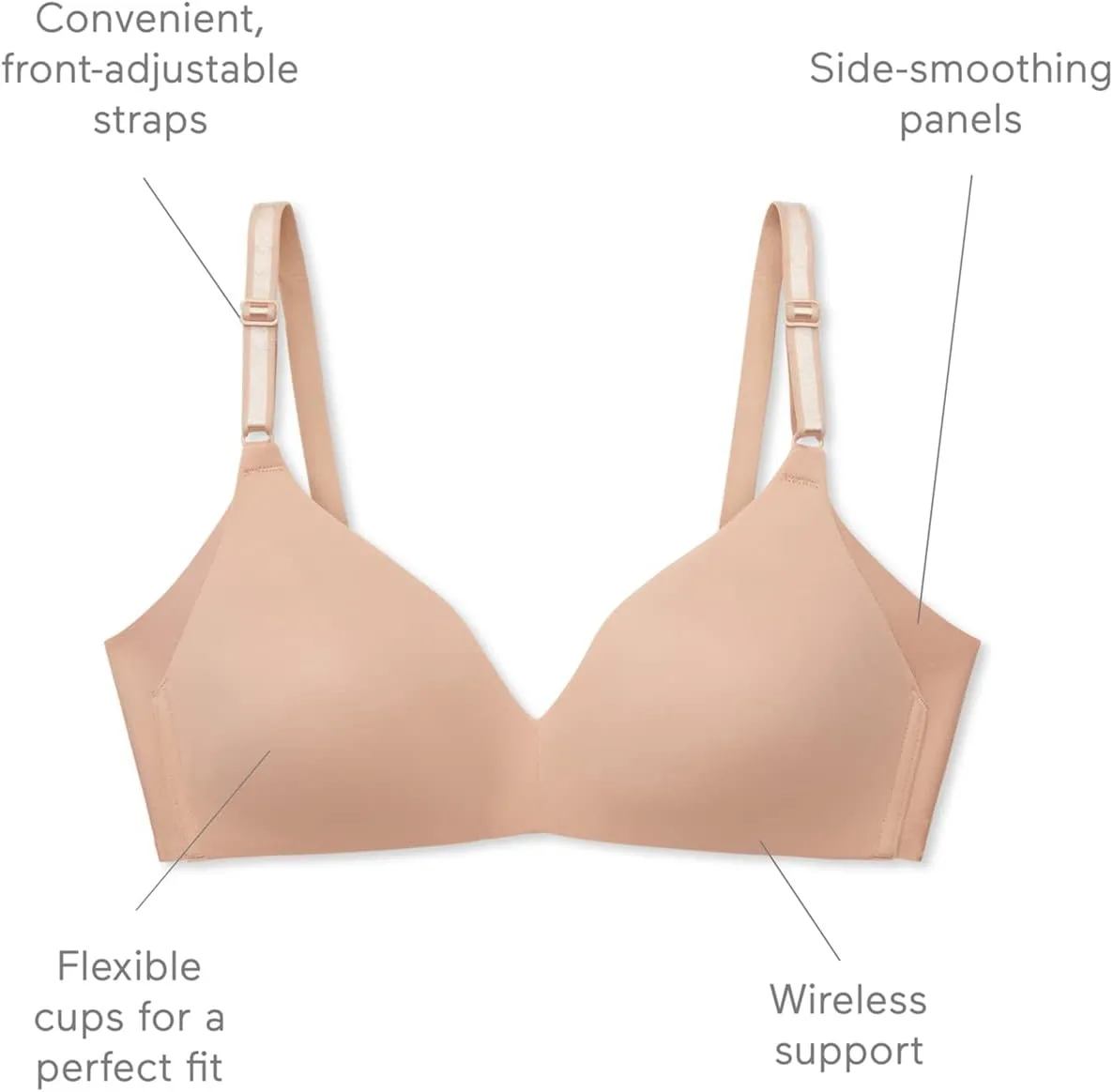 Warner's Women's No Side Effects Underarm-Smoothing Comfort Wireless Lightly Lined T-Shirt Bra 1056