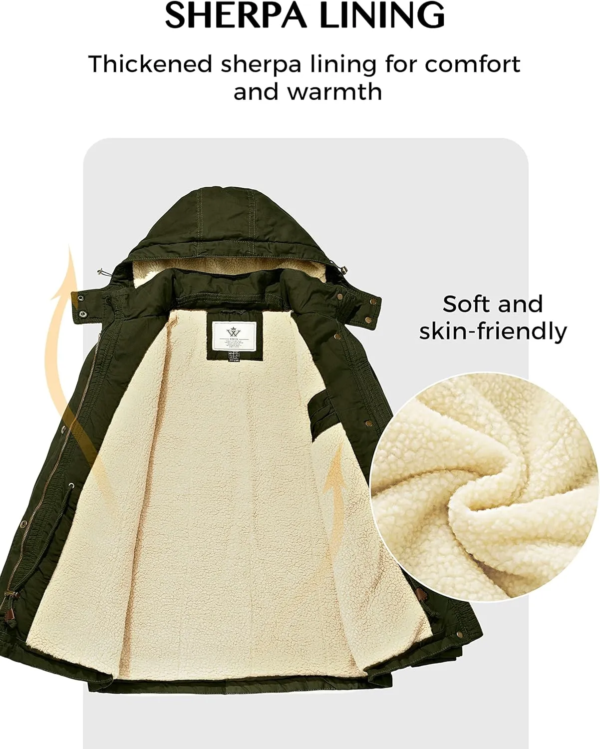 WenVen Women's Winter Warm Sherpa Lined Jacket Heavy Parka Coat with Hood