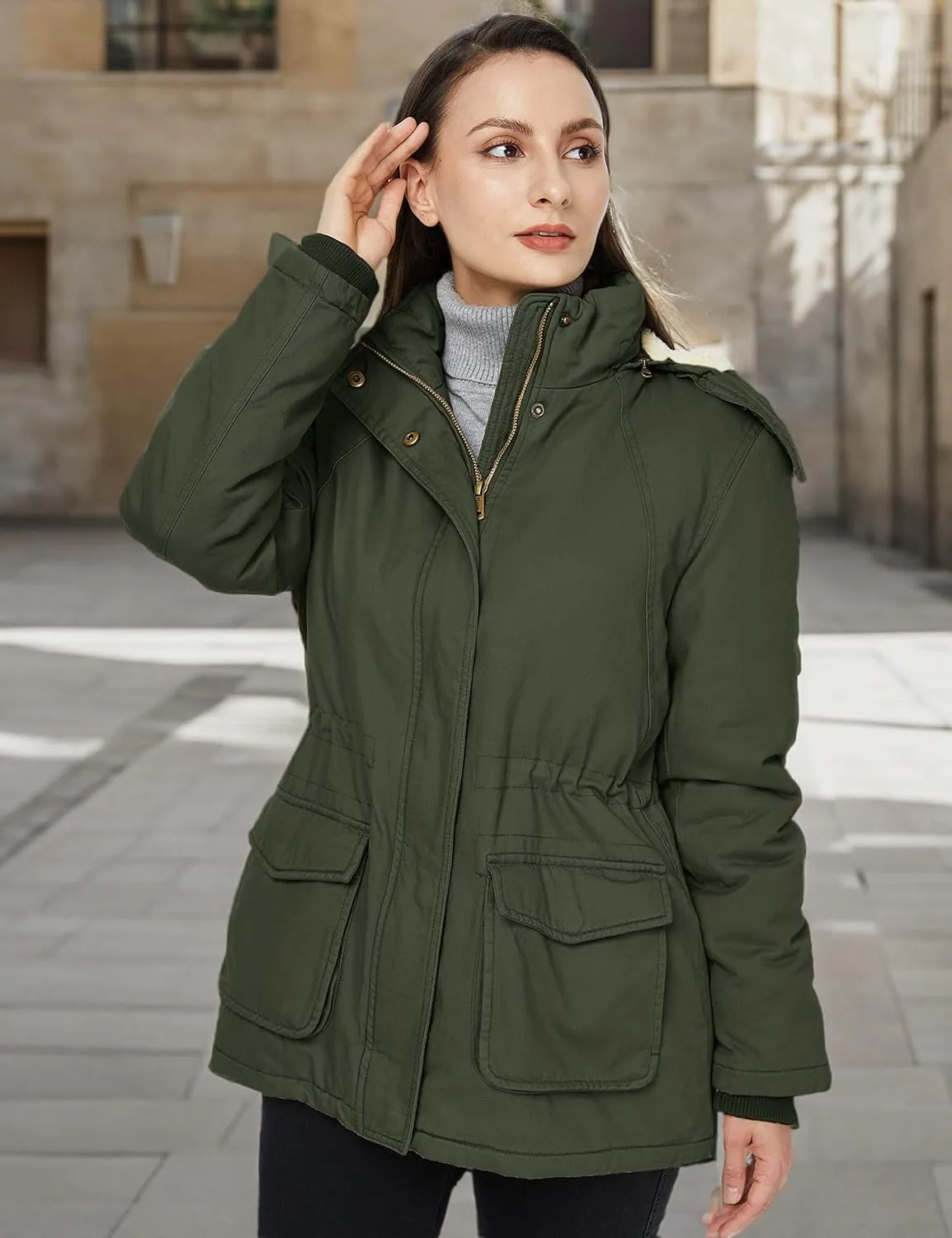 WenVen Women's Winter Warm Sherpa Lined Jacket Heavy Parka Coat with Hood