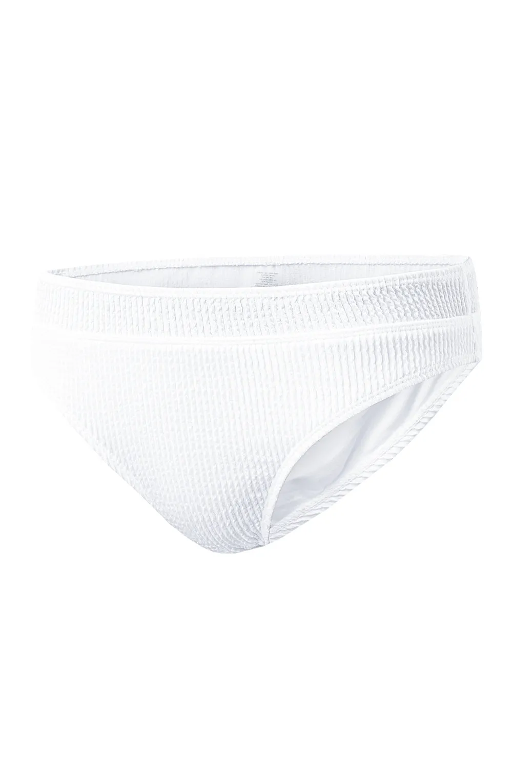 White 2pcs Solid Color Ribbed Cutout Bikini Set