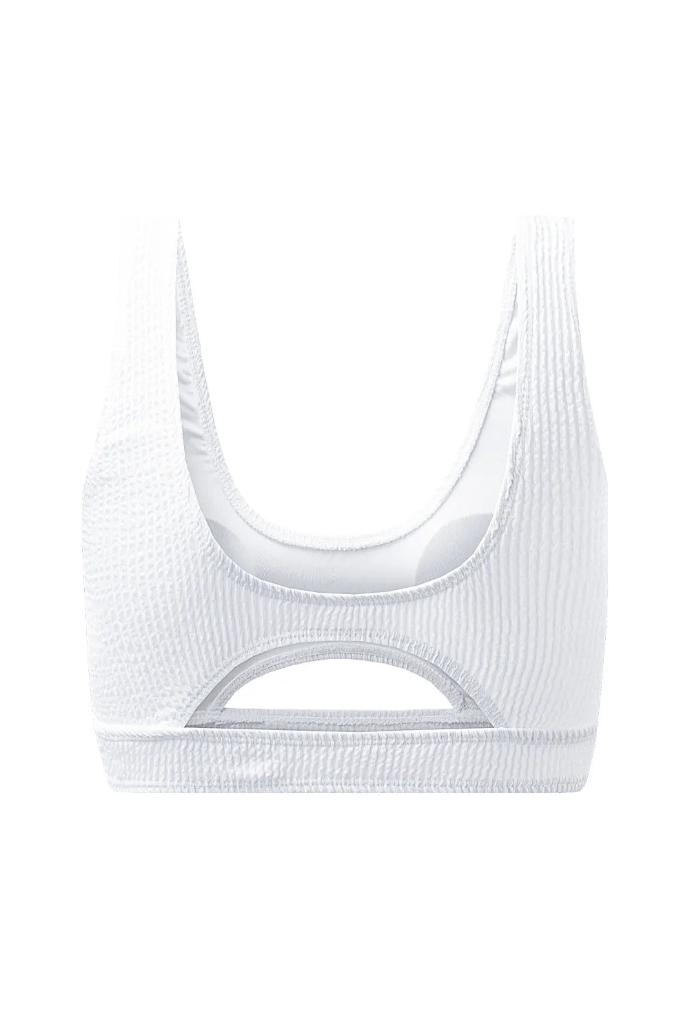 White 2pcs Solid Color Ribbed Cutout Bikini Set