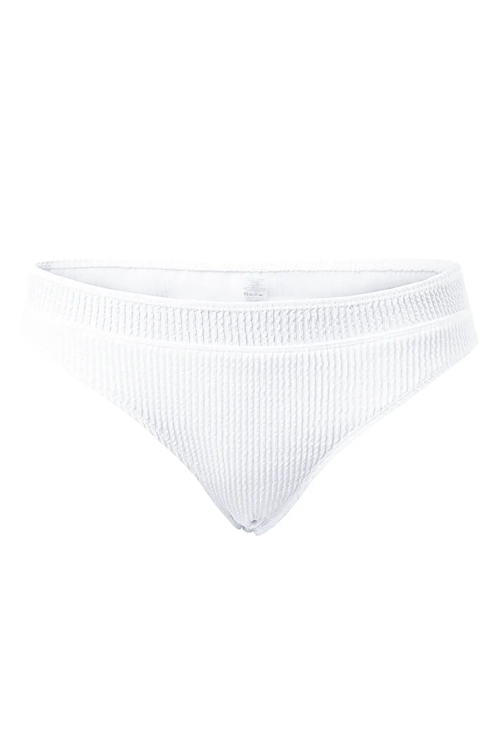 White 2pcs Solid Color Ribbed Cutout Bikini Set