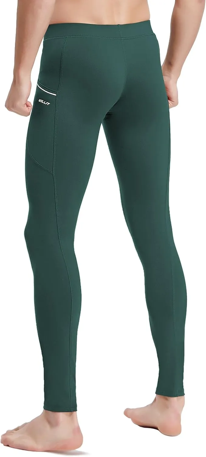 Willit Men's Active Yoga Leggings Pants Running Dance Tights with Pockets Cycling Workout Pants Quick Dry