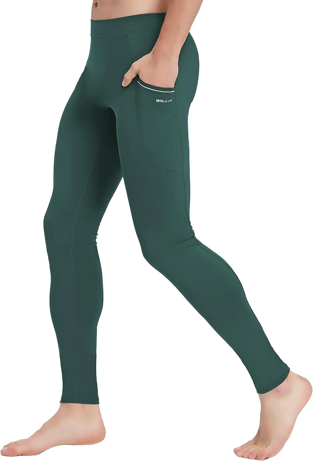 Willit Men's Active Yoga Leggings Pants Running Dance Tights with Pockets Cycling Workout Pants Quick Dry