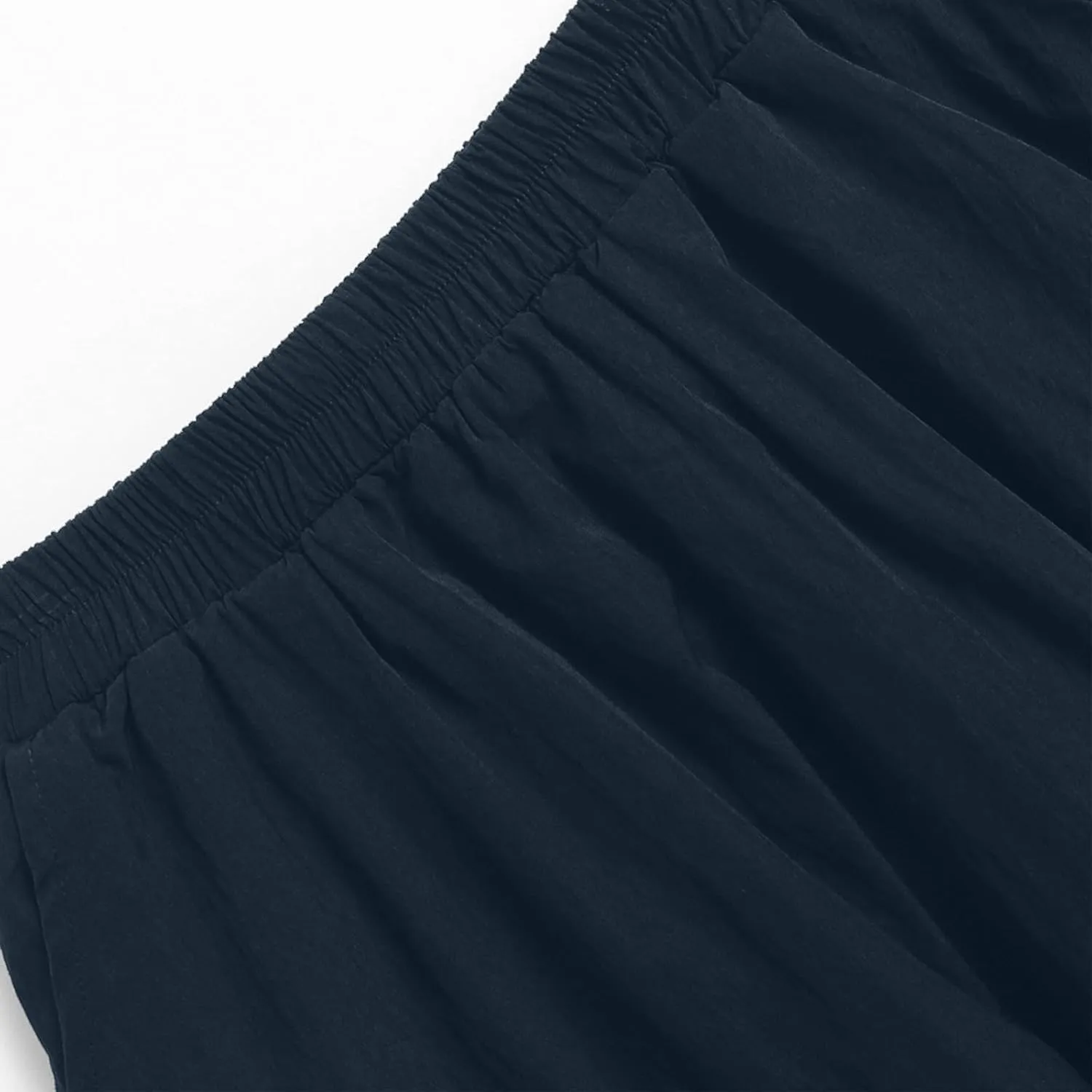 Women Casual Midi Skirts 2025 Summer Trendy Solid Color Elastic Waist Flowy A-Line Versatile Skirt with Pocket