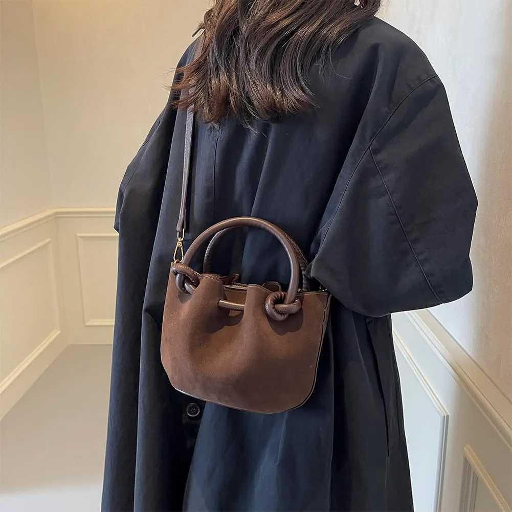 Women Crossbody Bags Shoulder Bag Solid Color PU Leather Lady Handbags Purses Fashion Versatile Bucket Bag Single Sh