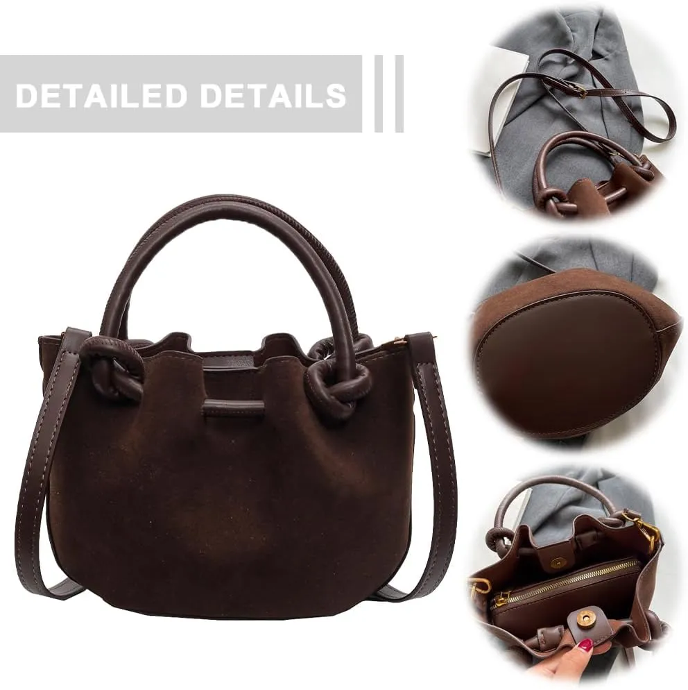 Women Crossbody Bags Shoulder Bag Solid Color PU Leather Lady Handbags Purses Fashion Versatile Bucket Bag Single Sh