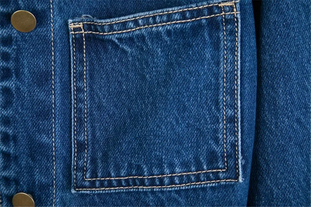 Women Denim Jackets Spring Autumn Long Sleeve Mid-Length Jean Coat Fashion All Matched Outerwear