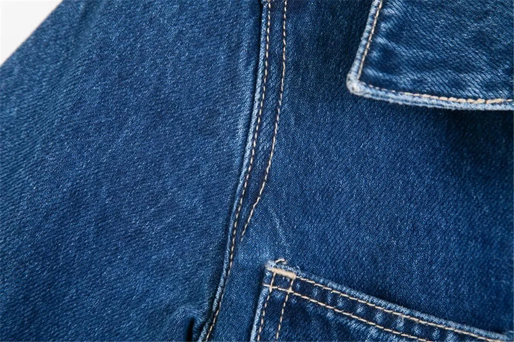 Women Denim Jackets Spring Autumn Long Sleeve Mid-Length Jean Coat Fashion All Matched Outerwear