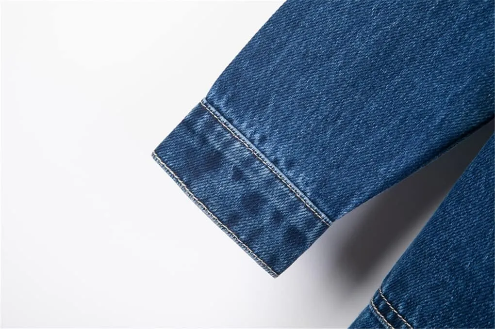 Women Denim Jackets Spring Autumn Long Sleeve Mid-Length Jean Coat Fashion All Matched Outerwear